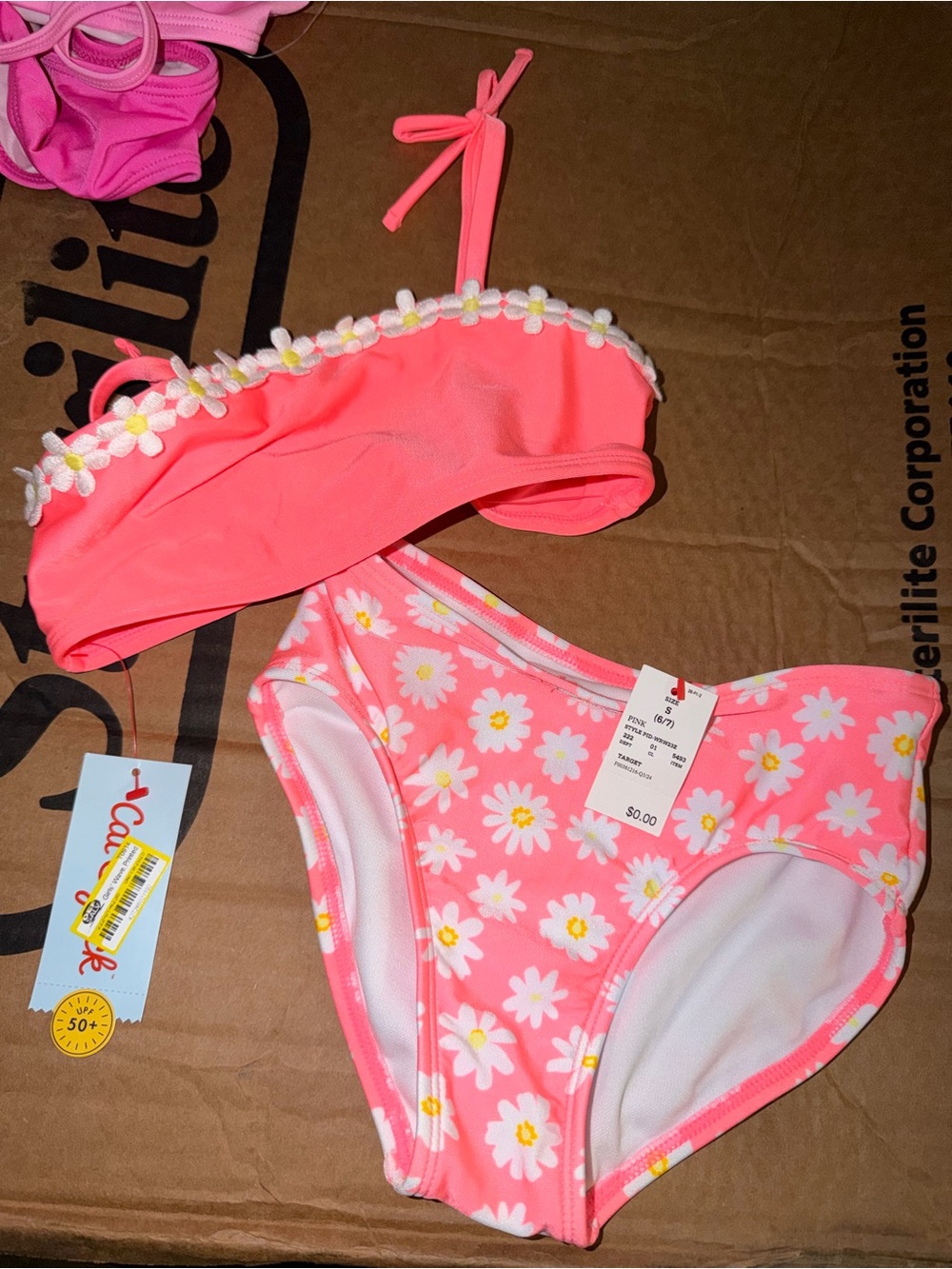 Target Girls Pink Daisy Two-Piece Bikini Set